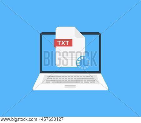 Laptop And Download Txt File Logo Design Text Document Type. Document File  Vector Design And Illust