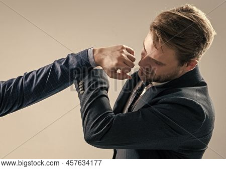 Defending Himself From Punch To Face. Professional Man Defend Punch. Self Defence. Physical Assault
