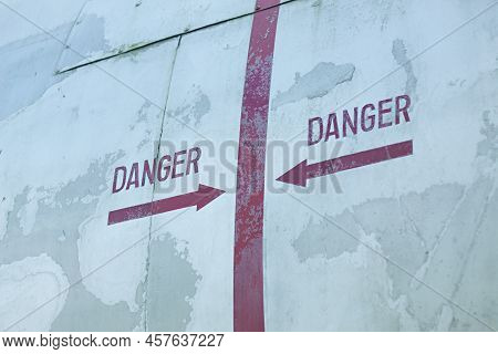 Danger Warning Sign Decal On An Old Aircraft