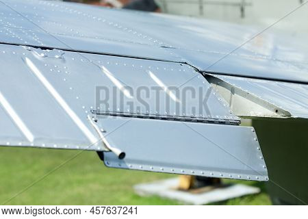 Close Up Image Of An Airfoil Of An Old Aircraft.