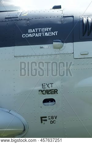 Battery Compartment Decal On An Old Aircraft.