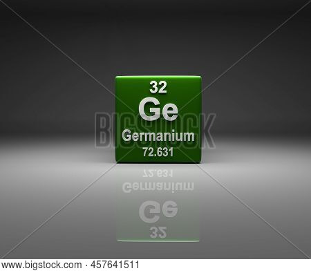 Cube With Germanium Number 32 Periodic Table, 3d Rendering