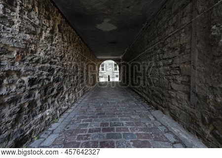 Tallinn, Estonia. July 2022.  View Of The Medieval Narrow Street Katariina Käik In The City Center