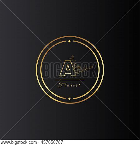 Lettering Or Word A Font With Line Circle Flowers And Leaves Image Graphic Icon Logo Design Abstract
