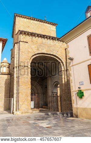 Main Entrance Of The Cathedral Of San Pedro De Jaca In Aragon. Spain