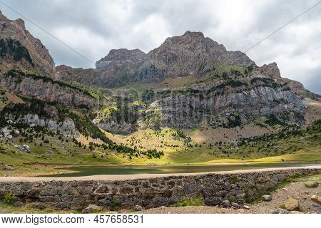 Ibon De Piedrafita In Summer, Tena Valley In The Pyrenees, Huesca, Spain. Nature And Landscape