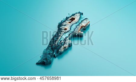 Topographic Lebanon Map Hypsometric Lebanese Elevation Tint Spectral Shaded Relief Map 3d Illustrati