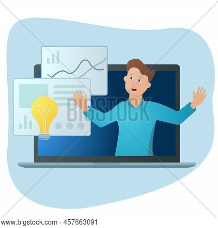 Men In Online Webinar, Conference Or Presentation