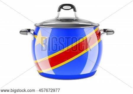 Congolese Democratic Republic National Cuisine Concept. Congolese Democratic Republic Flag Painted O