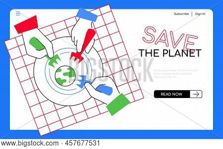 Save The Planet - Modern Flat Design Style Web Banner