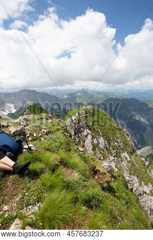 Mountain Hiking Trail Road. Between Italy And Austria: Near Volaia Lake Raunchkofer Mountain (lago D