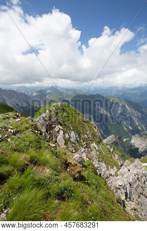 Mountain Hiking Trail Road. Between Italy And Austria: Near Volaia Lake Raunchkofer Mountain (lago D