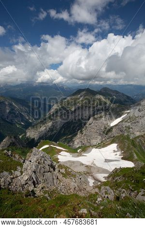 Mountain Hiking Trail Road. Between Italy And Austria: Near Volaia Lake Raunchkofer Mountain (lago D