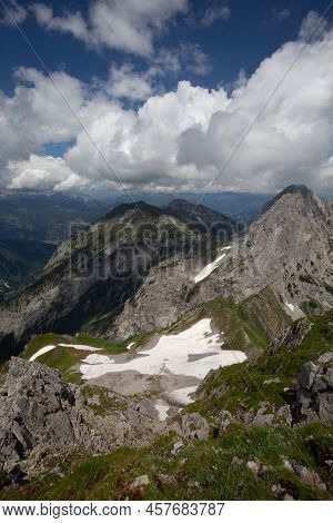 Mountain Hiking Trail Road. Between Italy And Austria: Near Volaia Lake Raunchkofer Mountain (lago D