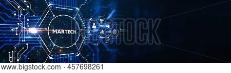 Martech Marketing Technology Concept On Virtual Screen Interface. Business, Technology, Internet And