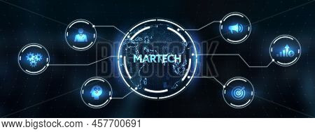 Martech Marketing Technology Concept On Virtual Screen Interface. Business, Technology, Internet And