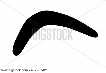 A Typical Aboriginal Boomerang In Silhouetted Over A White Background