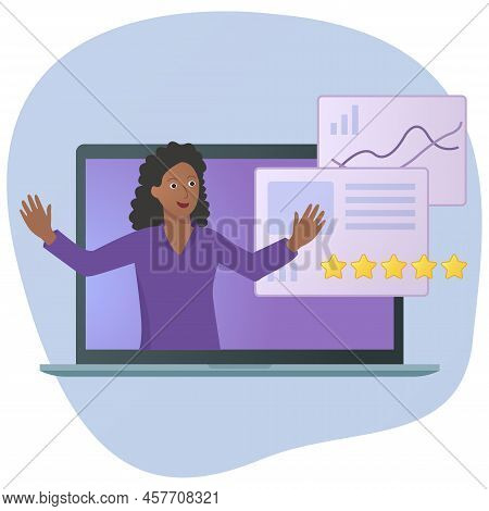 Woman In Online Webinar Conference Or Presentation