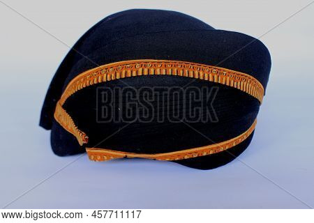 Blangkon Hitam Or Black Blangkon A Traditional Hat Javanese Men. Isolated On White Background
