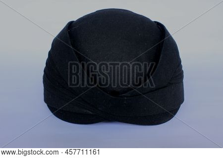 Blangkon Hitam Or Black Blangkon A Traditional Hat Javanese Men. Isolated On White Background