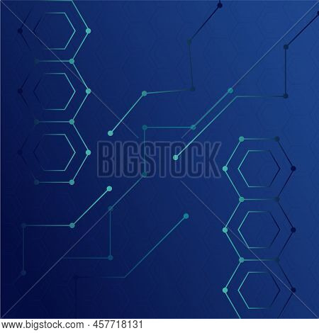 Abstract Background With Blue Hexagon, Stock Vector