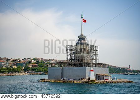 Maidens Tower, One Of The Historical Landmarks Of Istanbul, Is Being Restored In Istanbul, Turkey