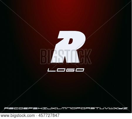 Logo Of Bold Italic Letter R, Heavy Monogram, First Letter Of Name. Futuristic, Technological, Minim
