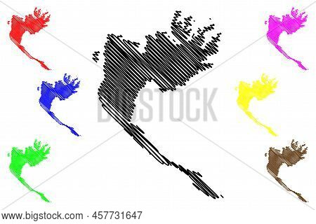 Meganisi Island (hellenic Republic, Greece, Greek, Ionian Islands) Map Vector Illustration, Scribble