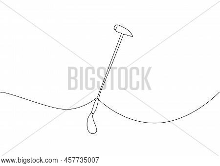 Mallet, Horse Polo Hammer One Line Art. Continuous Line Drawing Of Horseback Riding, Sport, Equestri