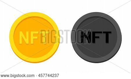Nft Icons Set In Golden And Dark Colors. New Trendy Nfts Art For Print And Stickers.