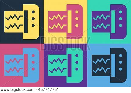 Pop Art Seismograph Icon Isolated On Color Background. Earthquake Analog Seismograph. Vector