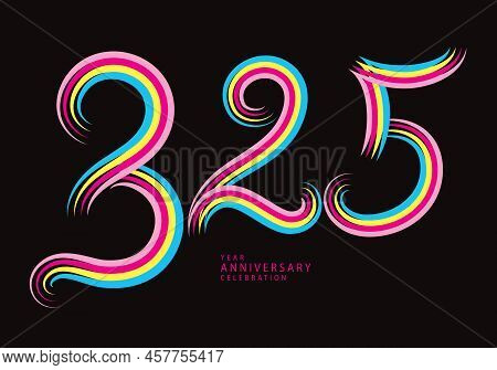 325 Number Design Vector, Graphic T Shirt, 325 Years Anniversary Celebration Logotype Colorful Line,