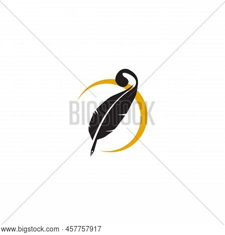 Feahter Pen Icon Logo Design Inspiration Vector Template