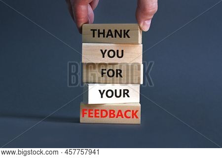 Thank You For Feedback Symbol. Concept Words Thank You For Your Feedback On Wooden Blocks On A Beaut