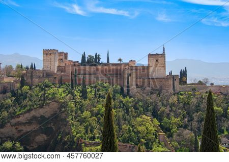 View Of The Alhambra In Granada Seen From The Albayzin District