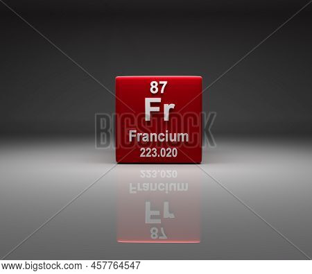 Cube With Francium Number 87 Periodic Table, 3d Rendering