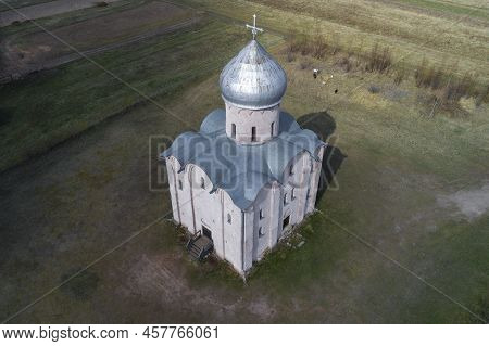 A Top View Of The Ancient Church Of The Transfiguration Of The Savior On Nereditsa On April Afternoo