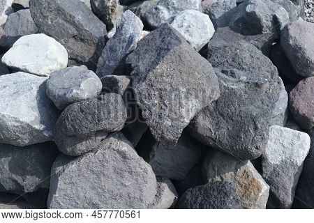 The Foundation For The House. Laying The Foundation Made From Stone, Sand, Semen And Steel. Construc