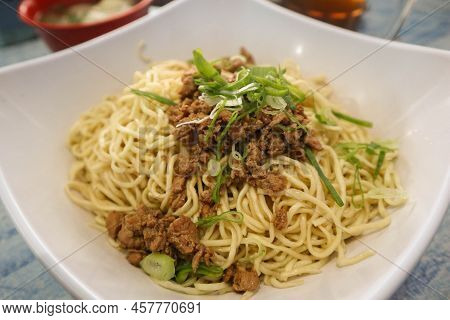 Mie Ayam Or Noodles Chicken Is Traditional Food From Indonesia, Asia Made From Noodle, Chicken, Chic