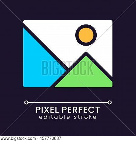 Gallery Button Pixel Perfect Rgb Color Icon For Dark Theme. Add Picture To Website. Online Business.