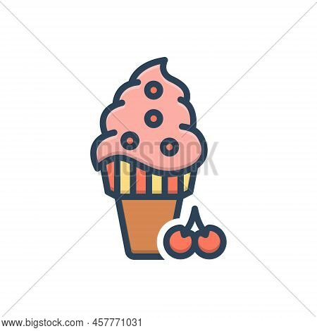 Color Illustration Icon For Flavor Tast Savor Relish Ice-cream Dessert Cone Frozen Delicious Cool