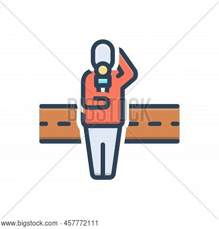 Color Illustration Icon For Reporter Press Newsman Journalist Correspondent Informa Announcer Interv