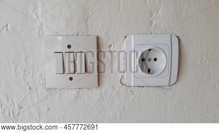 Switch And Electric Socket And White Wall Switch And Electric Socket And White Wall