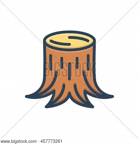 Color Illustration Icon For Logging Logwood Erosion Denuding Trunk Deforestation Felling Wooden Fore