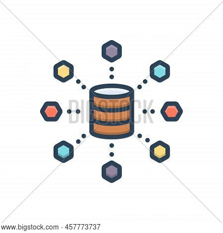 Color Illustration Icon For Integrating Integrate Data Allocation Algorithm Database Hosting Integra