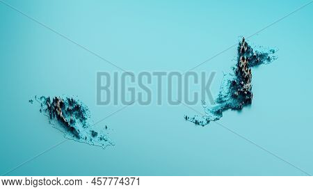 Topographic Malaysia Map Hypsometric Malaysian Elevation Tint Spectral Shaded Relief Map 3d Illustra