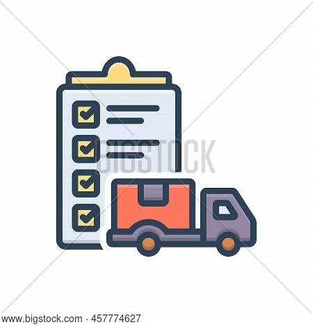 Color Illustration Icon For Dispatch Delivery Fast Shipment Express Cargo Vehicel Transport Distribu