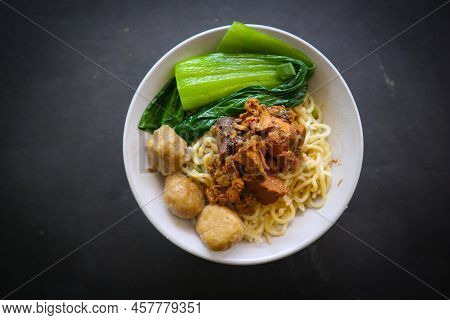 Mie Ayam Or Noodles Chicken Is Traditional Food From Indonesia, Asia Made From Noodle, Chicken, Chic