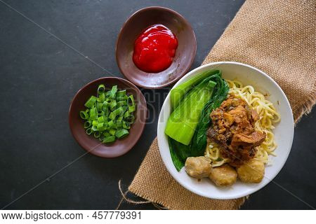 Mie Ayam Or Noodles Chicken Is Traditional Food From Indonesia, Asia Made From Noodle, Chicken, Chic
