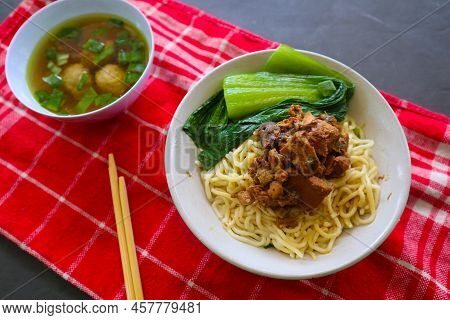 Mie Ayam Or Noodles Chicken Is Traditional Food From Indonesia, Asia Made From Noodle, Chicken, Chic